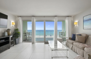 Living area with views of the Gulf at the Cabana Club